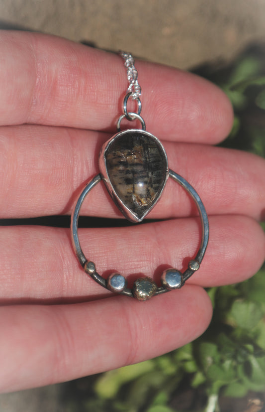 Tourmalated Quartz necklace with pebbles