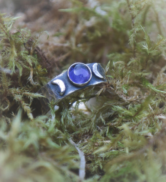 Iolite triple moon ring. Various sizes.
