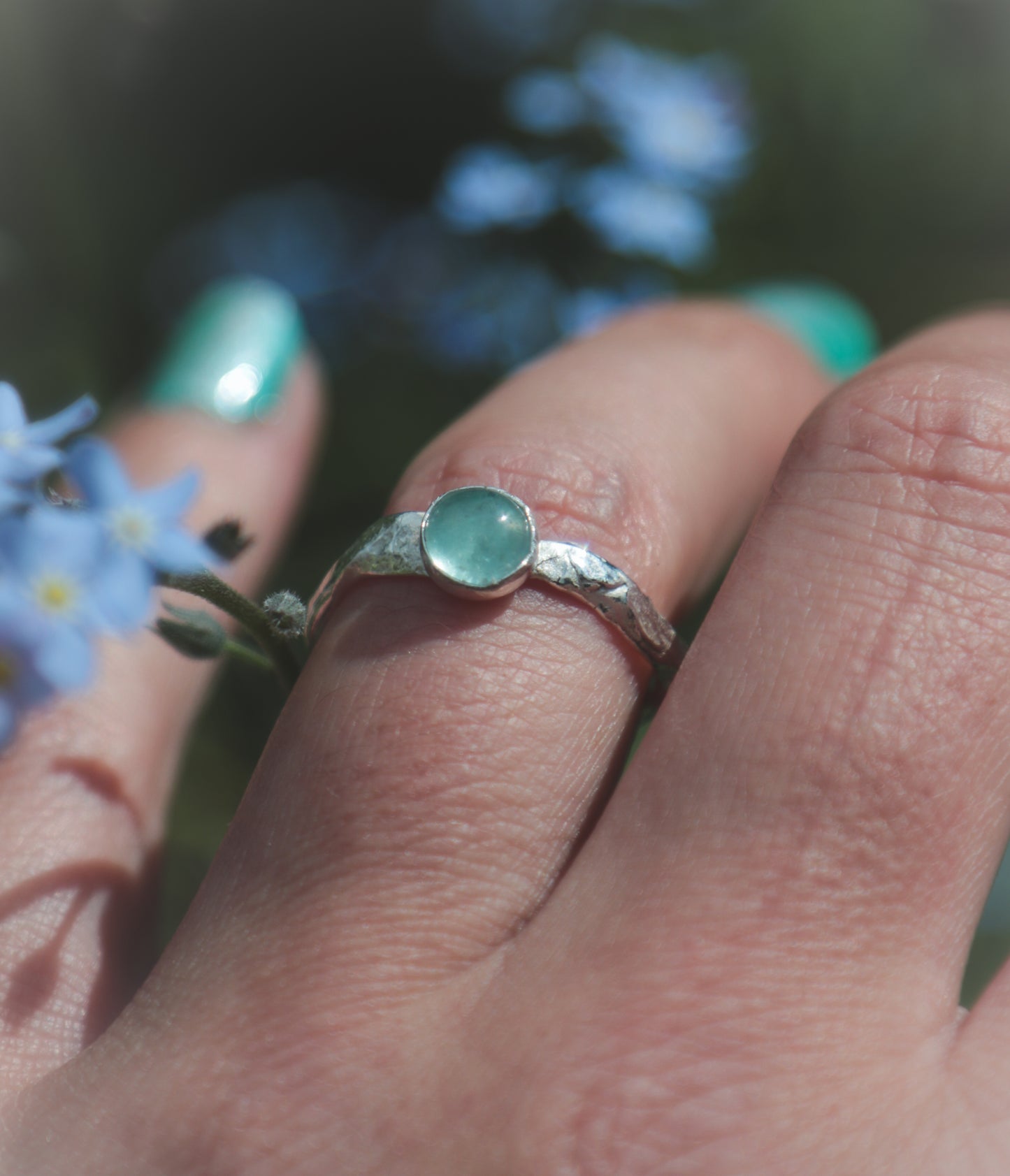 Green Fluorite ring  UK size O - US size 7 1/4