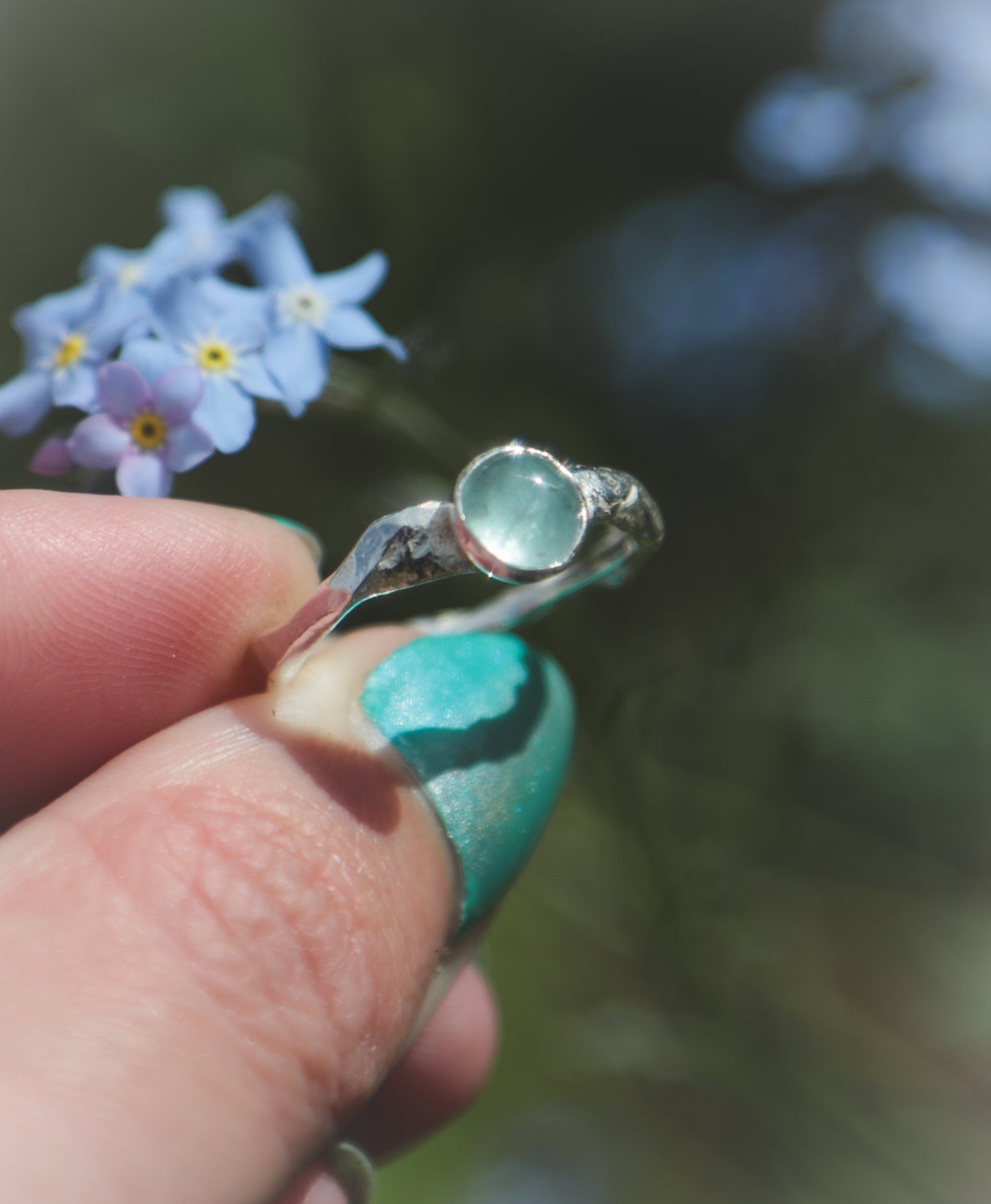 Green Fluorite ring  UK size O - US size 7 1/4