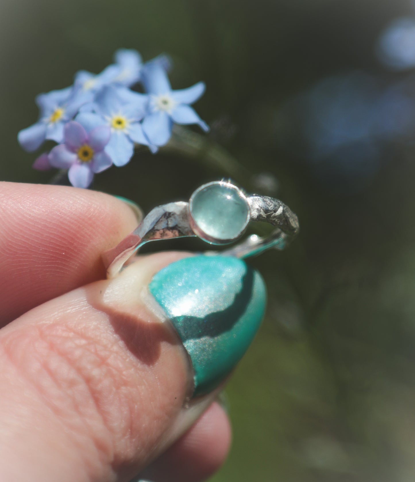 Green Fluorite ring  UK size O - US size 7 1/4