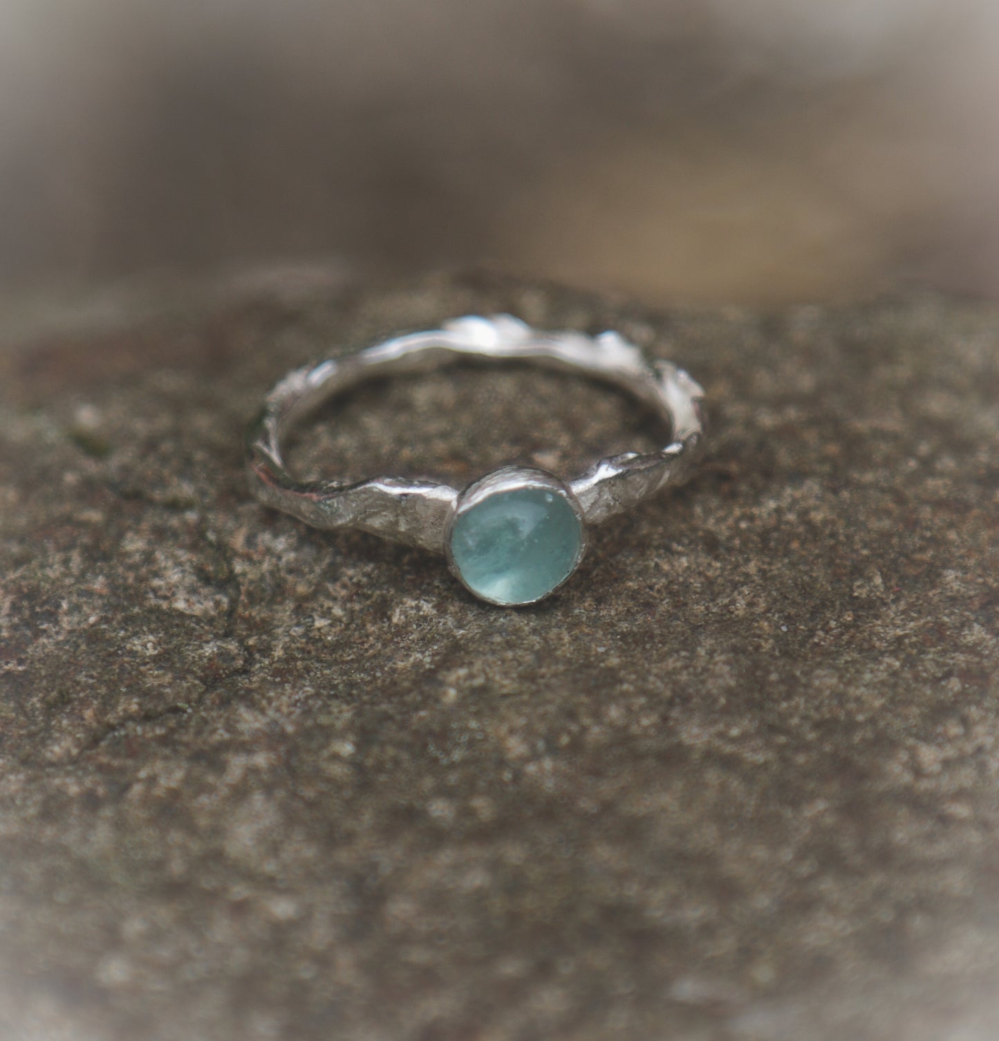 Green Fluorite ring  UK size O - US size 7 1/4