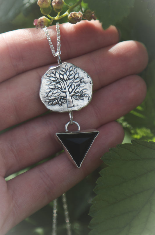 Tree of life necklace with Black Onyx