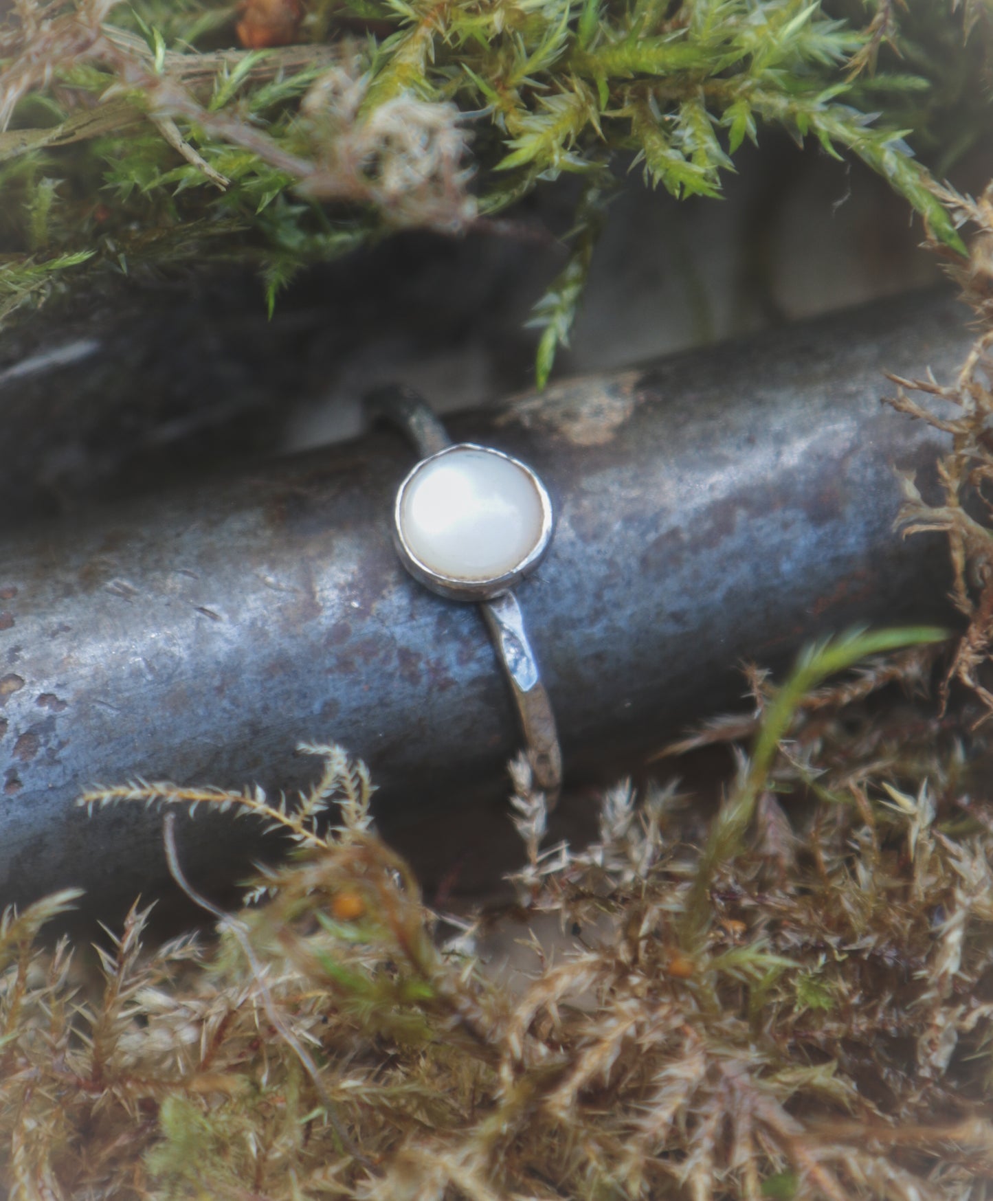 Mother of Pearl stacker ring. UK size M - US size 6 1/4