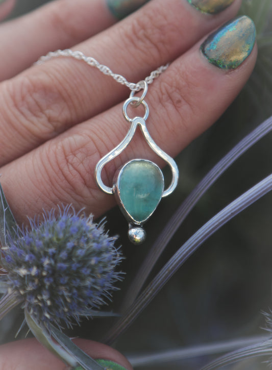 Sterling silver necklace with Green Fluorite.