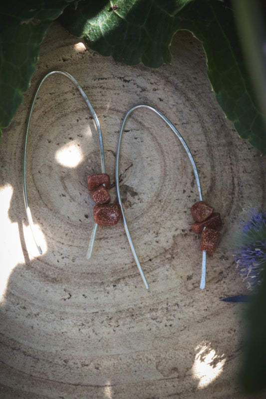 Goldstone drop earrings