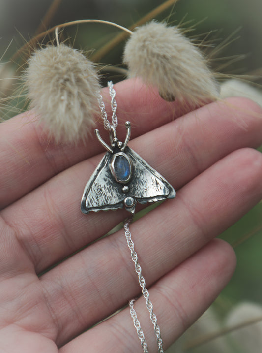 Moth necklace, with Moonstone