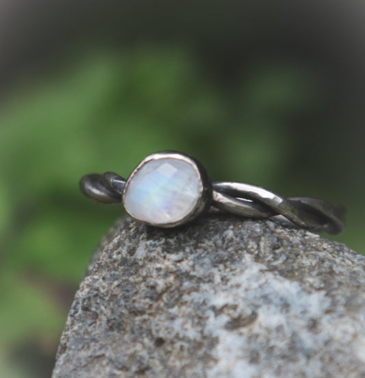 Silver Moonstone ring UK size T 1/2 - US size 10