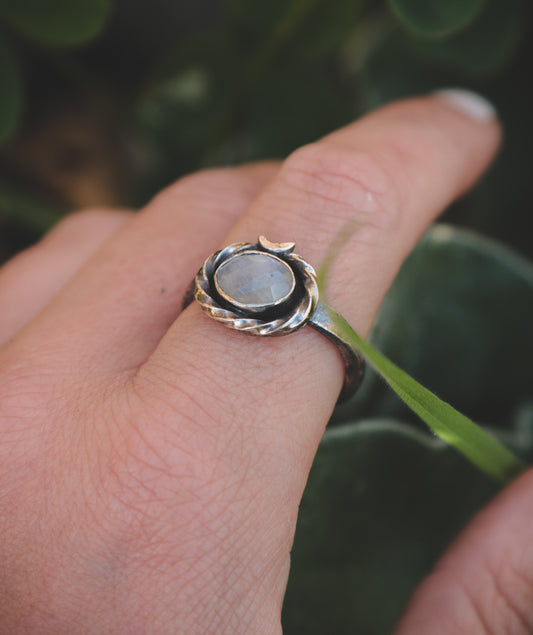 Moonstone ring. UK size T. US size 9 3/4