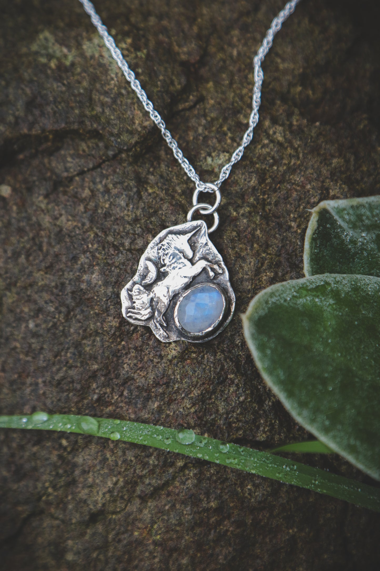 Unicorn necklace with Moonstone