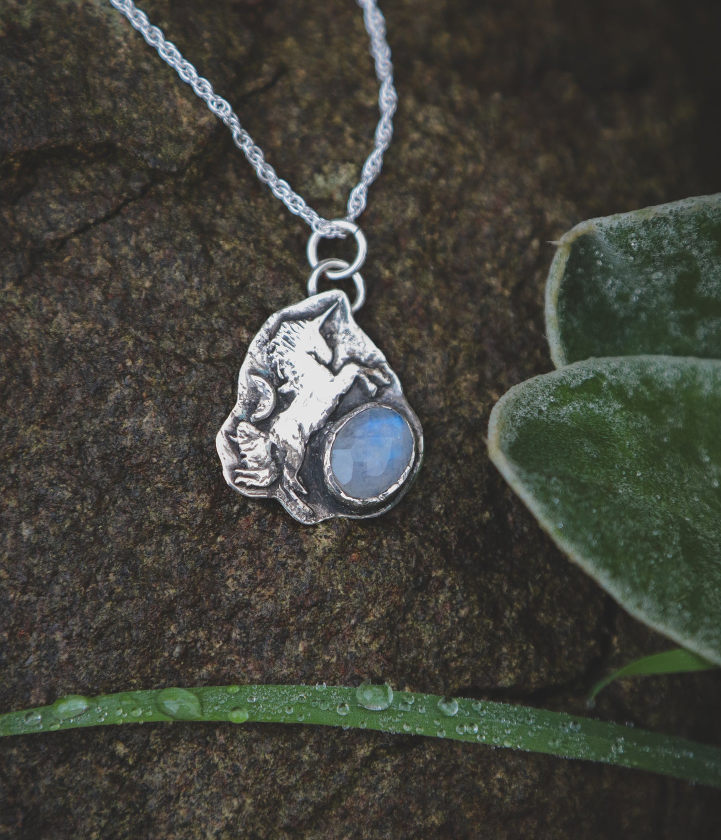 Unicorn necklace with Moonstone