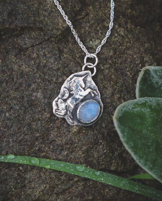 Unicorn necklace with Moonstone