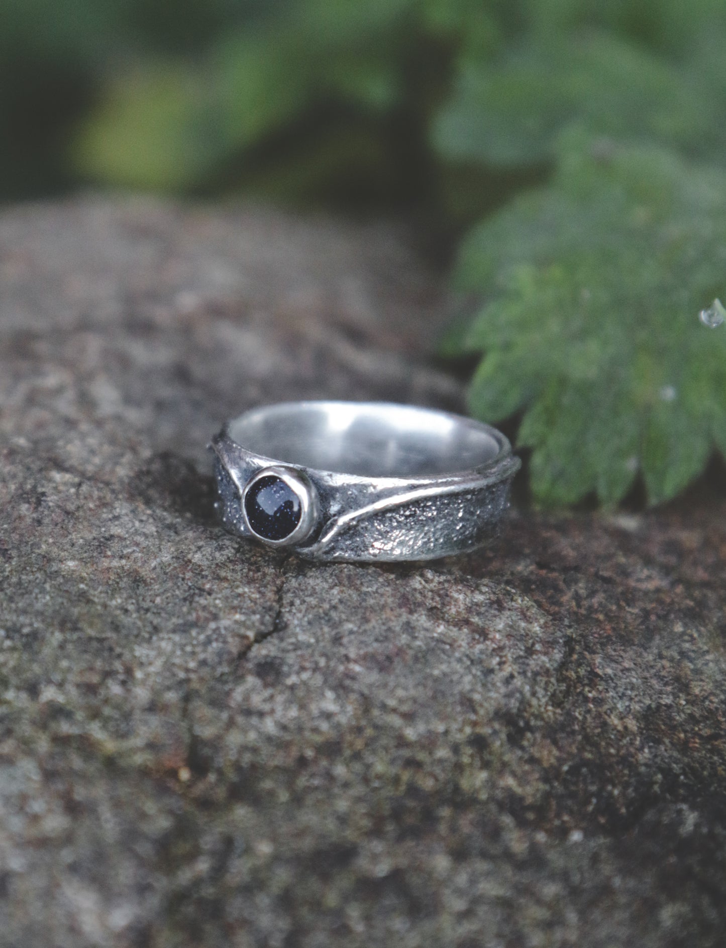 Blue Goldstone ring. UK size O 1/2. US size 7 1/2