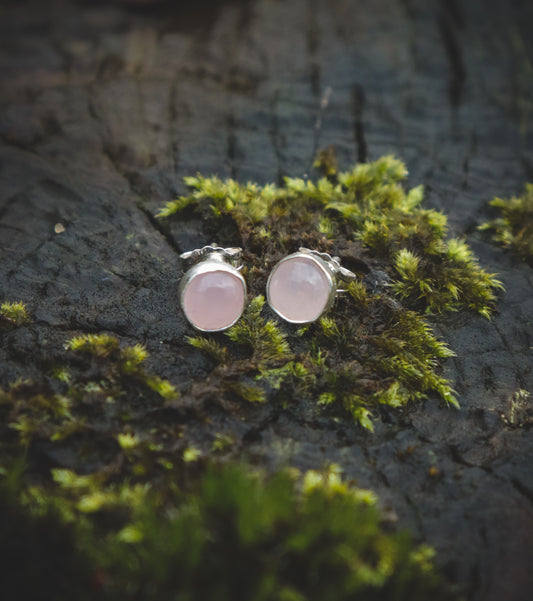 Rose Quartz  stud earrings 5mm