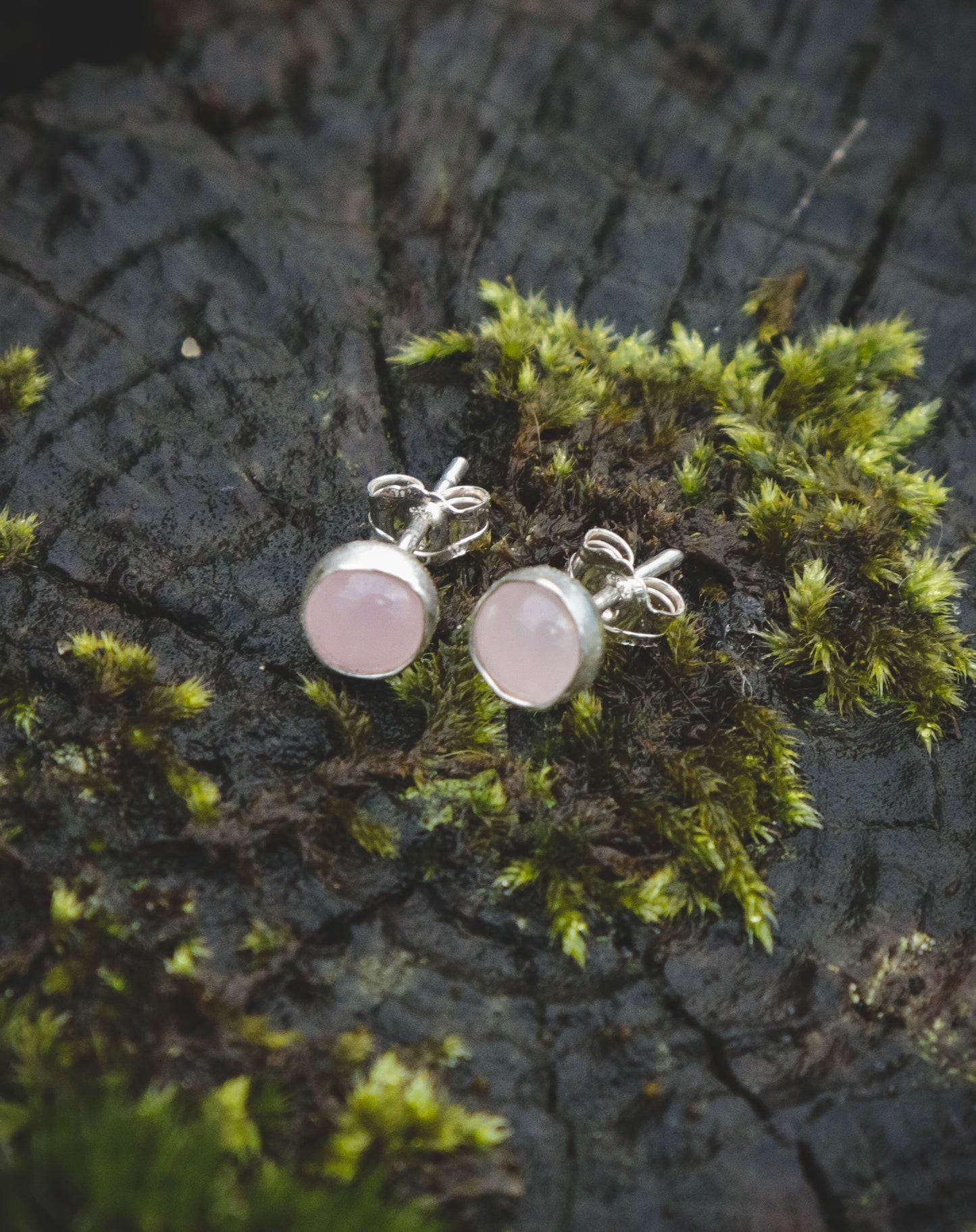 Rose Quartz  stud earrings 5mm