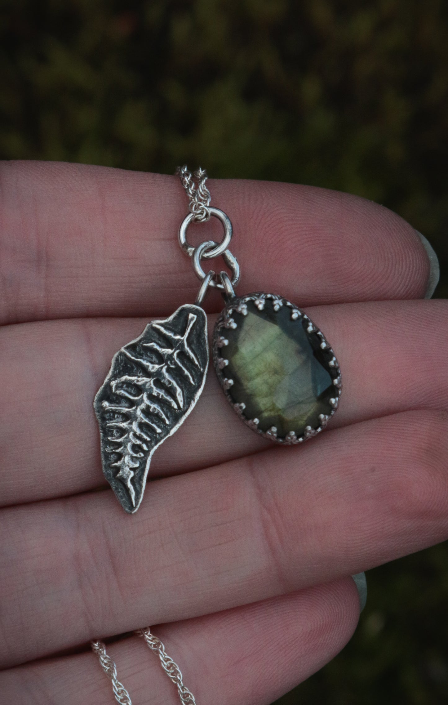 Labradorite necklace with Fern