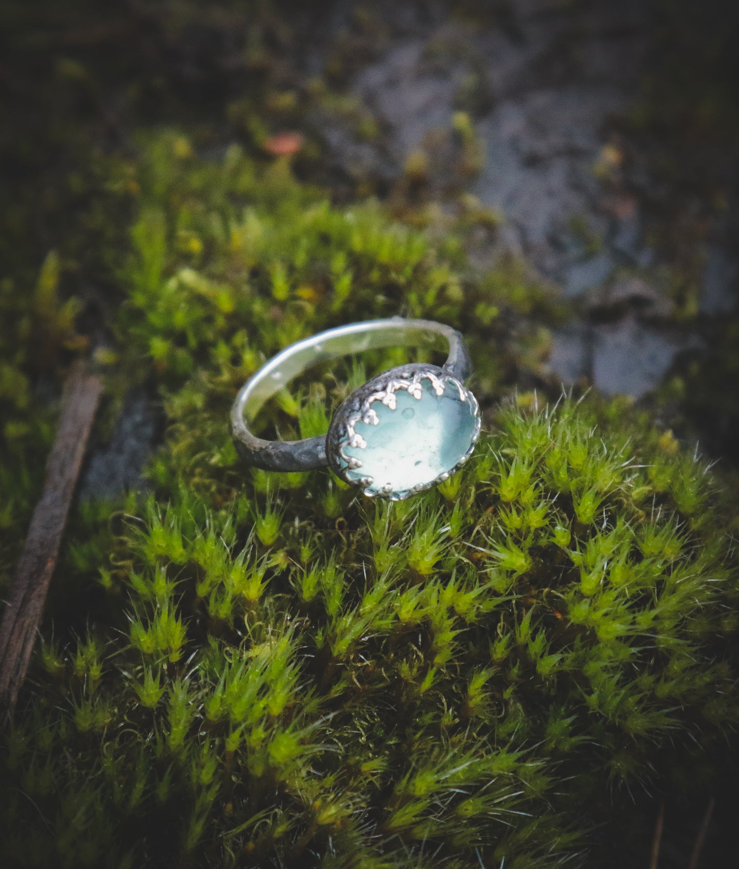 Green Fluorite ring. UK size N 1/2. US size 7