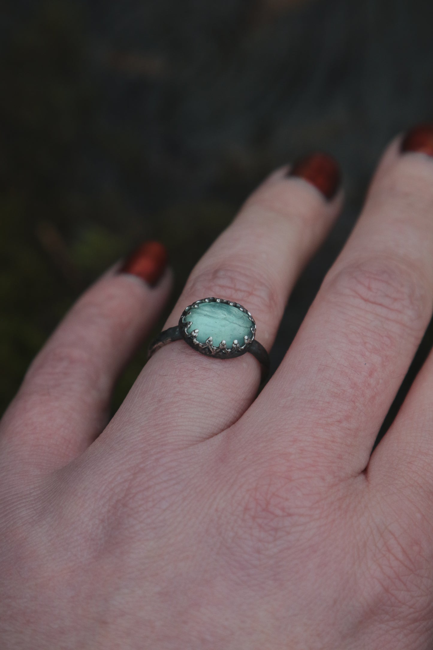 Green Fluorite ring. UK size N 1/2. US size 7