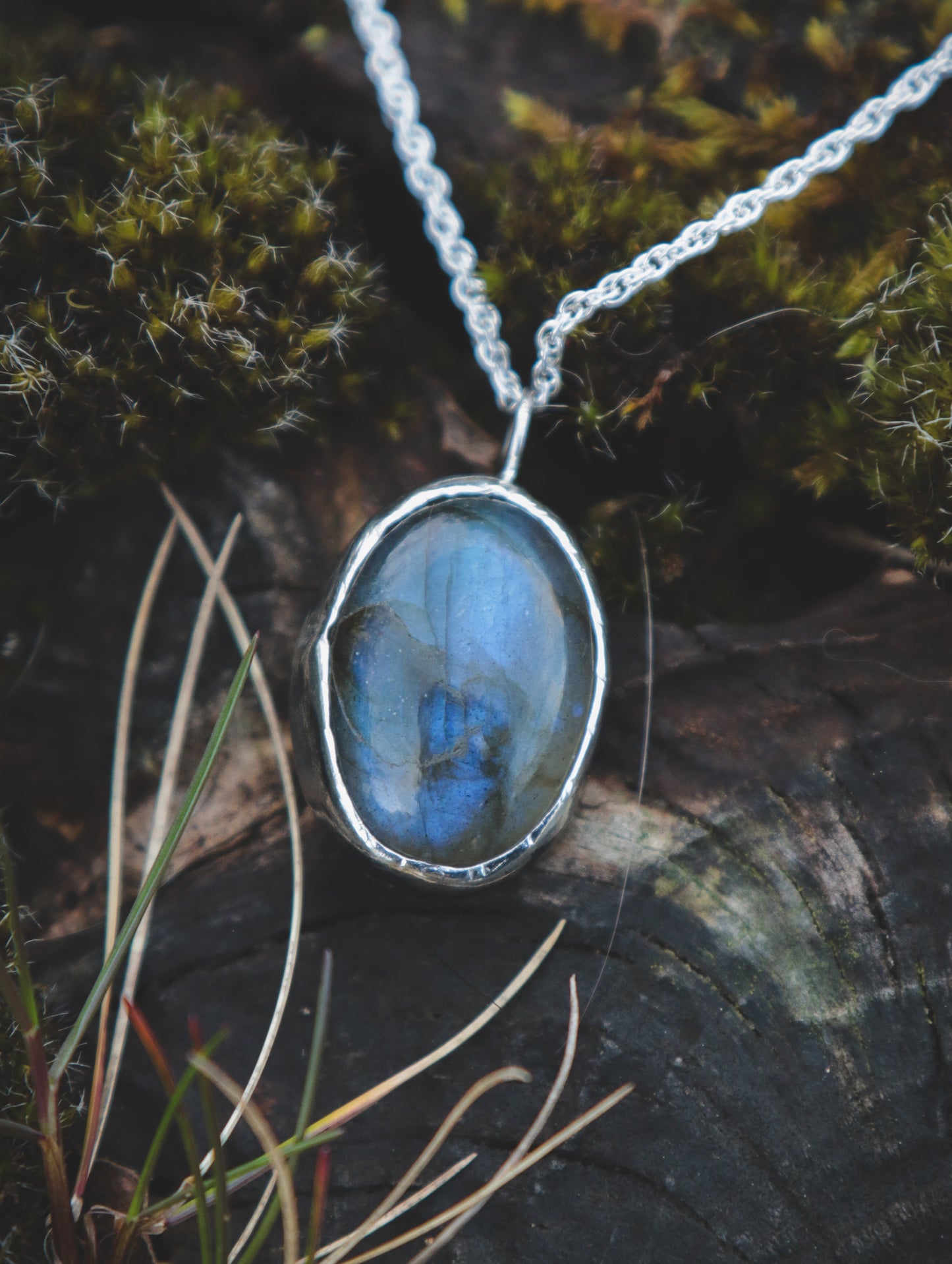 Labradorite necklace with a Crow and Garnet.