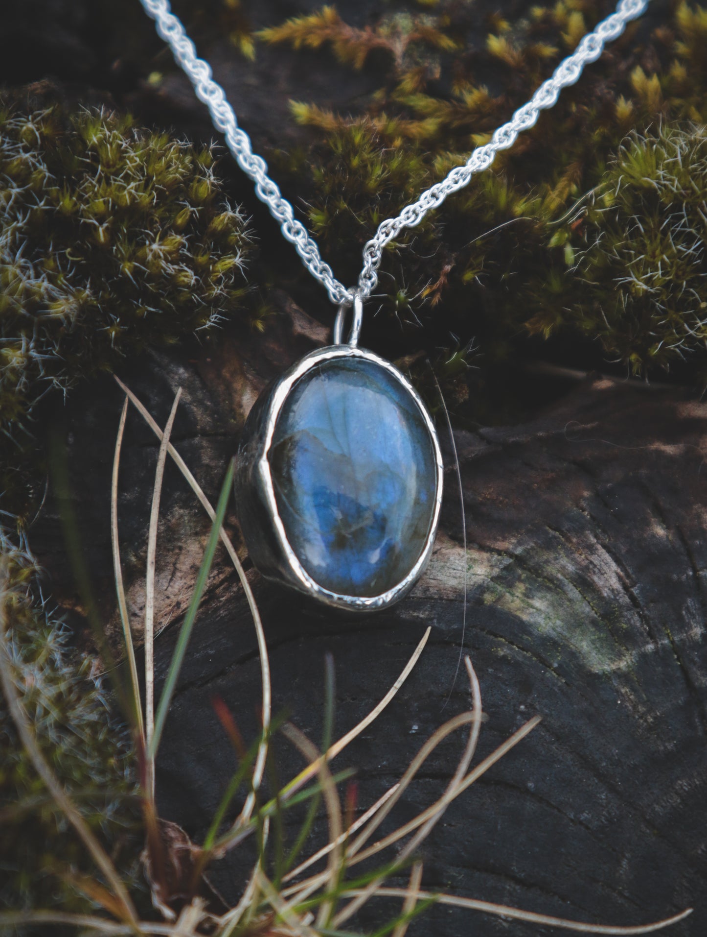 Labradorite necklace with a Crow and Garnet.