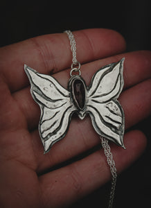 Butterfly necklace, with Garnet