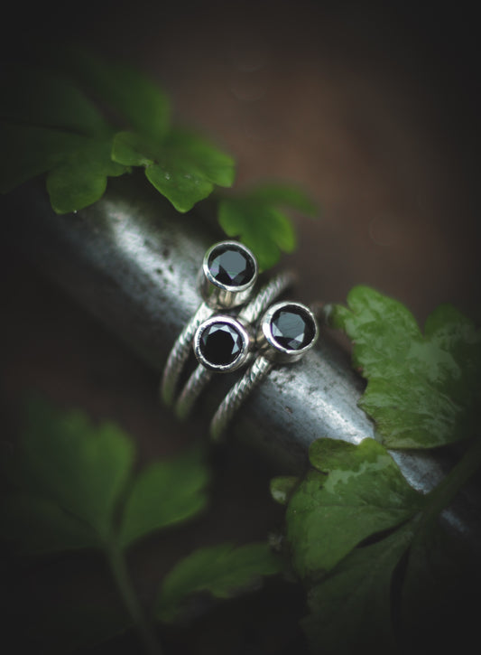 Black cubic zirconia ring - Various sizes
