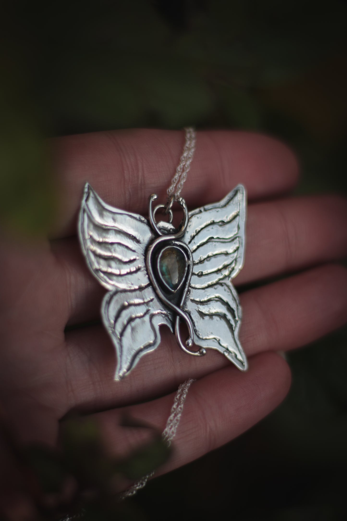 Butterfly necklace, with Labradorite
