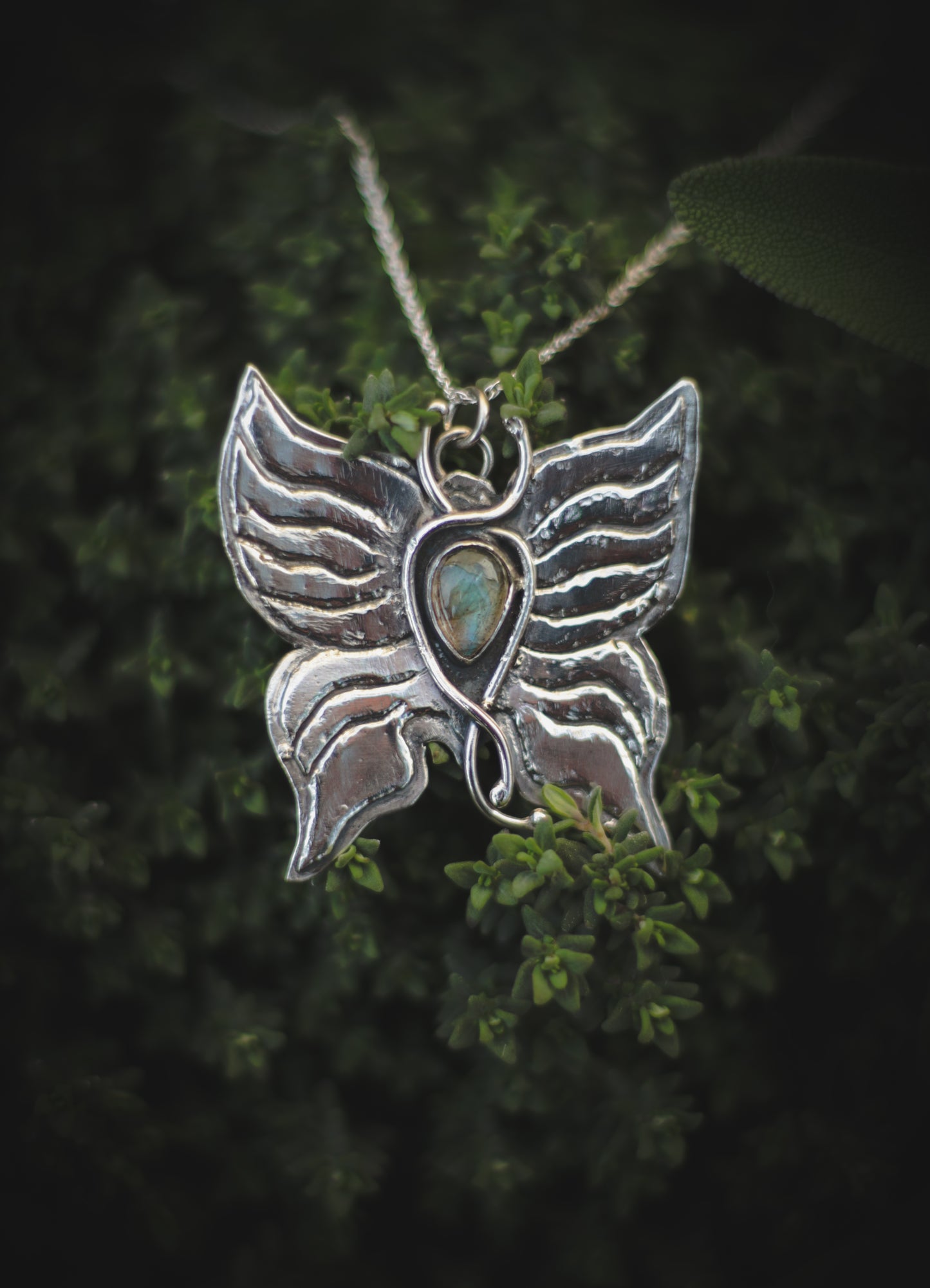 Butterfly necklace, with Labradorite