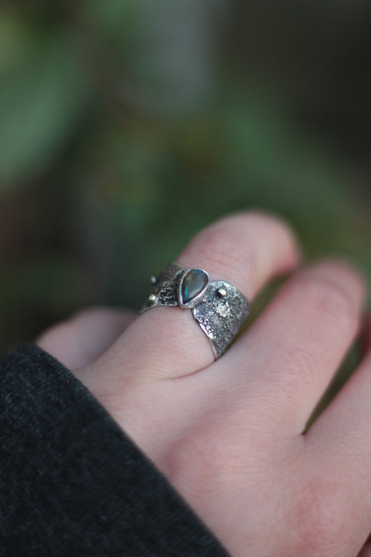Rustic Labradorite ring  UK size N 1/2 - US size 7