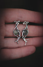 Load image into Gallery viewer, Silver elven earrings with Labradorite
