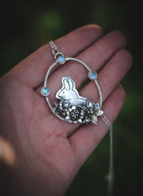 Load image into Gallery viewer, Silver Rabbit necklace with Moonstones
