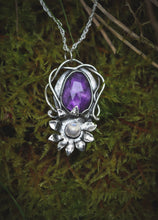 Load image into Gallery viewer, Floral Amethyst and Moonstone necklace
