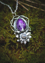 Load image into Gallery viewer, Floral Amethyst and Moonstone necklace

