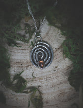 Load image into Gallery viewer, Silver Spiral necklace with Tourmaline.
