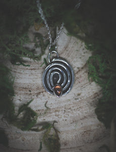 Silver Spiral necklace with Tourmaline.