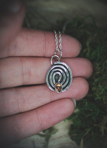 Silver Spiral necklace with Tourmaline.