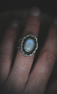 Silver Moonstone ring UK size N 1/2 - US size 7