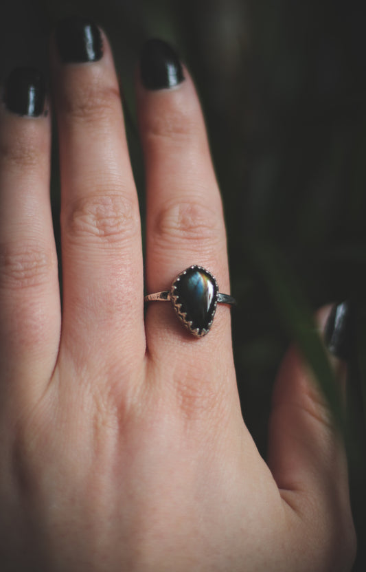 Labradorite ring UK size R - US size 8 3/4