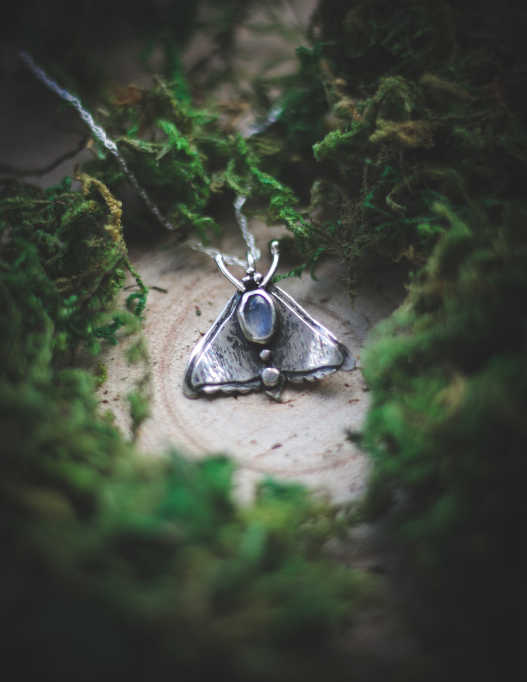 Moth necklace, with Moonstone