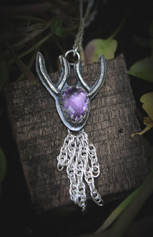 Amethyst stag necklace.