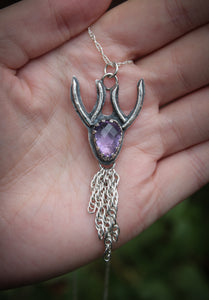Amethyst stag necklace.