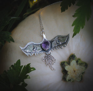Hawk spirit necklace, with Amethyst
