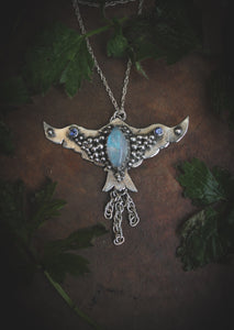 Moonstone & Iolite winged necklace
