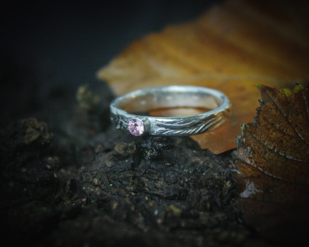 Pink Cubic Zirconia ring. UK size P. US size 7 3/4