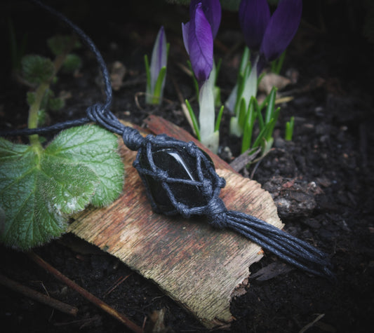 Black Obsidian tumblestone necklace